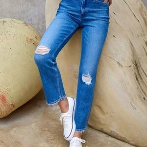 AYR “The YES YES YES” Straight Leg Jeans with Distressed Details